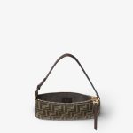FENDI Flat Baguette Pouch Tobacco brown FF jacquard fabric pouch - Image 3